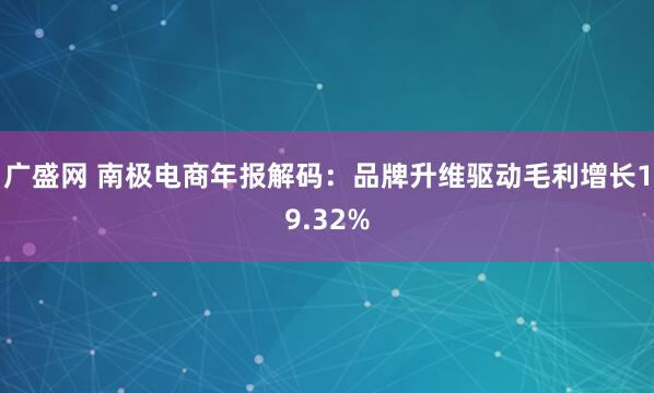 广盛网 南极电商年报解码：品牌升维驱动毛利增长19.32%